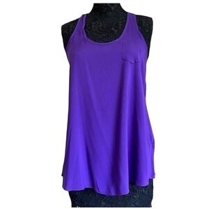 Anthropologie Bright Purple Scoop Neck A-Line Relaxed Fit Tank Top Blouse Medium
